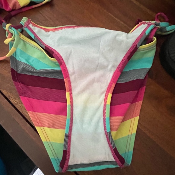 NWOT OP Rainbow Striped String Bikini with O-ring Detail - Picture 8 of 8